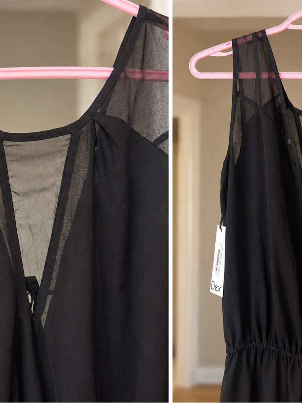 Dex Black Sleeveless Jumpsuit with Mesh Yoke - Picture 2 of 3